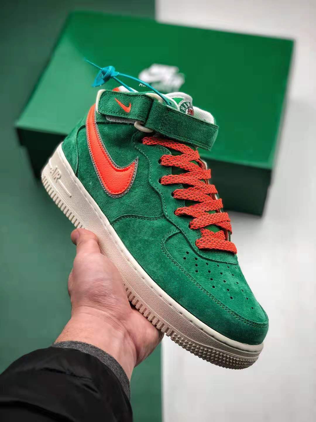 Nike Air Force 1'07 Mid Footwear Green Orange AA1118-006 - Stylish and Versatile Sneakers for Men